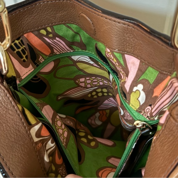 Vintage Kate Spade Saddle Leather Shoulder Bag Patent Espresso Straps - Picture 4 of 8